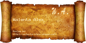 Walenta Alex névjegykártya